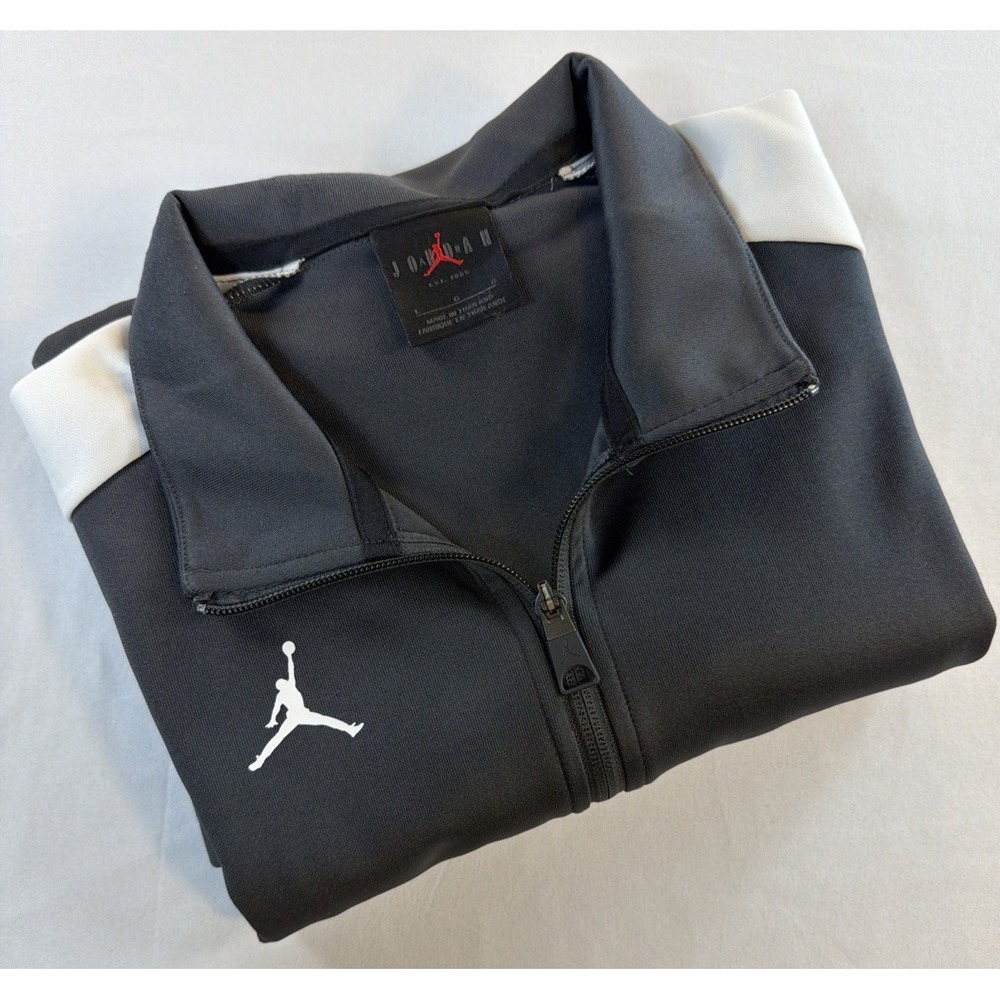 Nike Air Jordan Track Jacket Men's L Black Full Zip Jumpman Athletic Logo Active